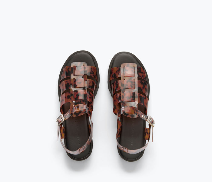 Freda Salvador Darya Lug Sole Fisherman sandal with turquoise PVC top and sturdy lug sole, stylish and comfortable footwear.