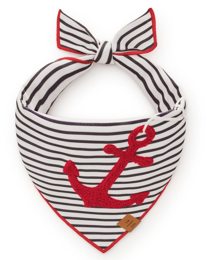 Coastal pet bandana with anchor appliqué detail for stylish everyday wear . Updated June 2026.