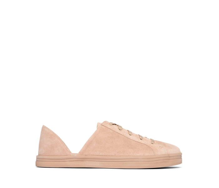 Freda Salvador EDA D'Orsay blush suede sneaker with front view, stylish and comfortable women's casual footwear.