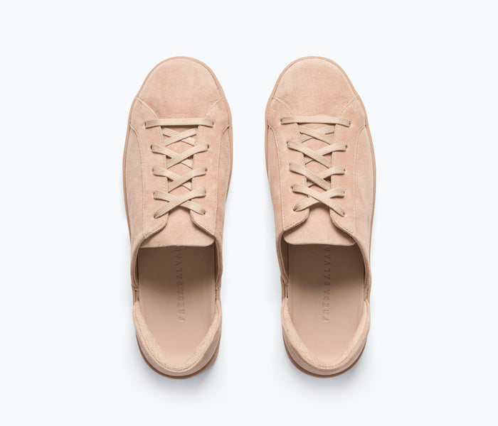 Freda Salvador EDA D'ORSAY blush suede sneaker with sleek design and comfortable fit, shown from top view.