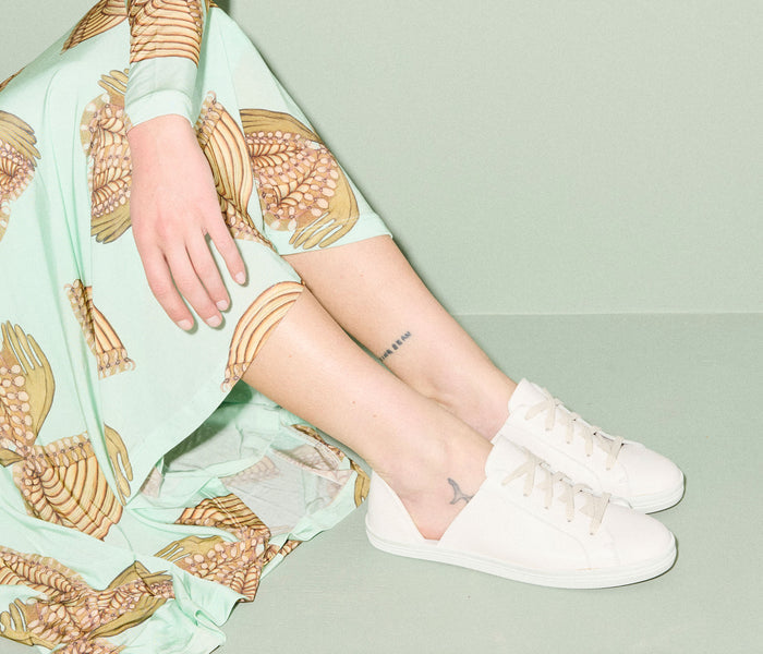 White calf leather EDA D'ORSAY sneaker by FREDA SALVADOR with a sleek, minimalist design and clean stitching.