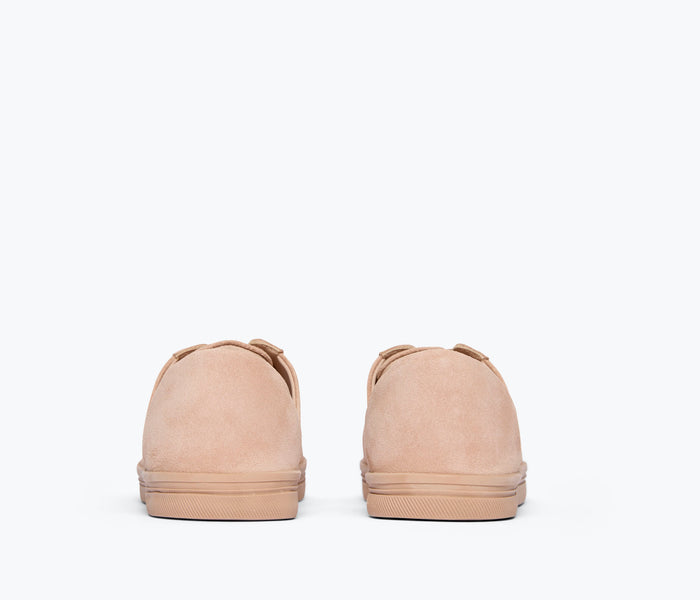 Freda Salvador EDA D'Orsay blush suede sneaker with a stylish heel and sleek design.