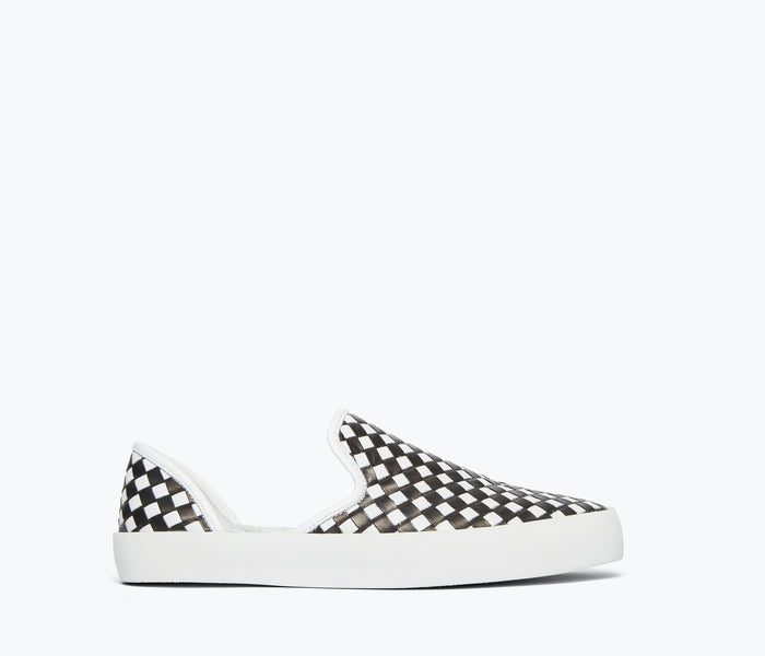 FREDA SALVADOR Eddy D'Orsay sneaker in black and white, front view showcasing stylish design and casual athletic style.