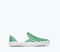 FREDA SALVADOR Eddy D'Orsay sneaker in green with woven calf details, front view showing stylish design and textured material.