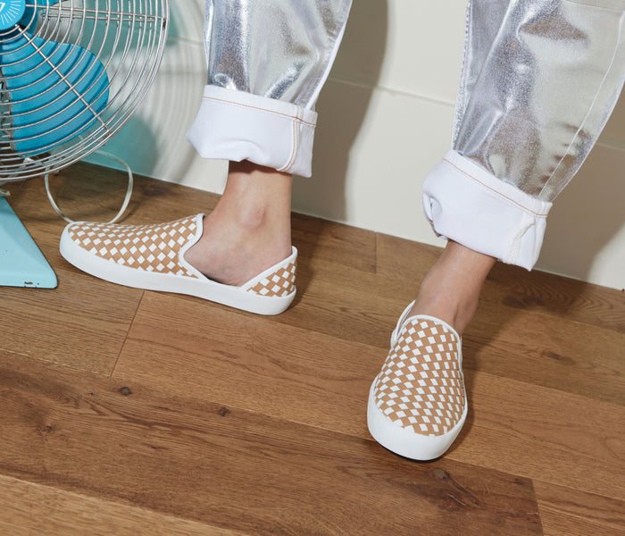 FREDA SALVADOR Eddy D'Orsay sneaker in latte color, showcasing stylish design and comfortable fit with leather and fabric materials.