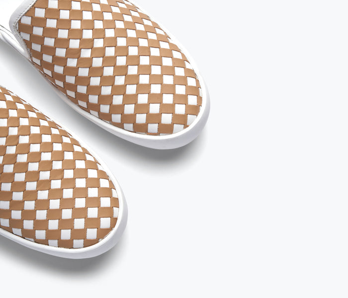 FREDA SALVADOR Eddy D'Orsay sneaker in latte color with woven calf detail, showcasing stylish design and comfortable fit.