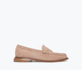 Freda Salvador Elba Penny Loafer in blush color, front view showcasing classic loafer design and smooth leather finish.