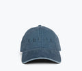 Blue embroidered Freda hat by OTTO with detailed front view, showcasing stylish apparel design and craftsmanship.
