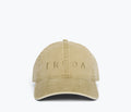 Khaki embroidered Freda hat by OTTO, stylish apparel accessory with detailed front embroidery and adjustable brim.