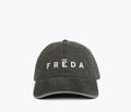 Black embroidered Freda hat by OTTO featuring detailed stitching and a stylish, casual design.