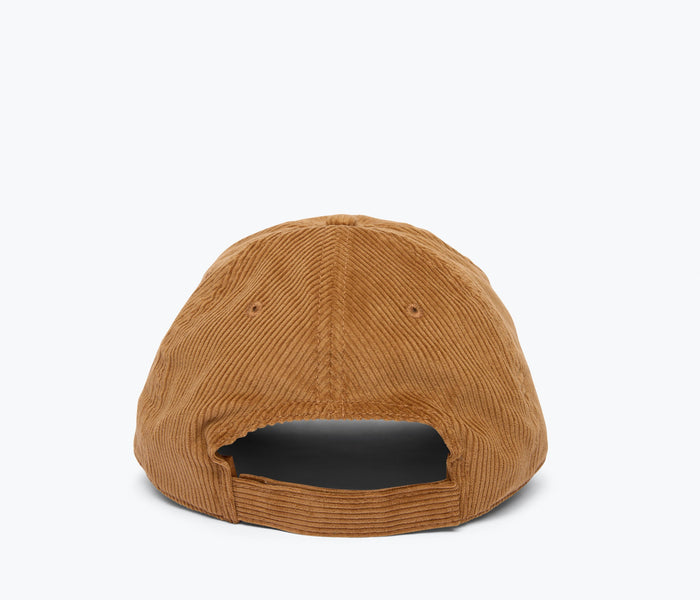 Embroidered Freda Hat in ginger corduroy, back view