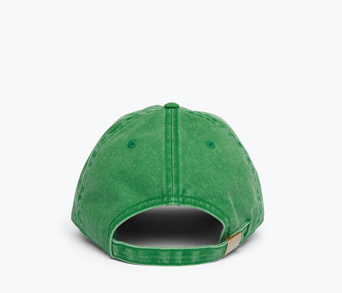 Green embroidered Freda hat by OTTOCAP, shown from the back, featuring detailed stitching and stylish accessory design.