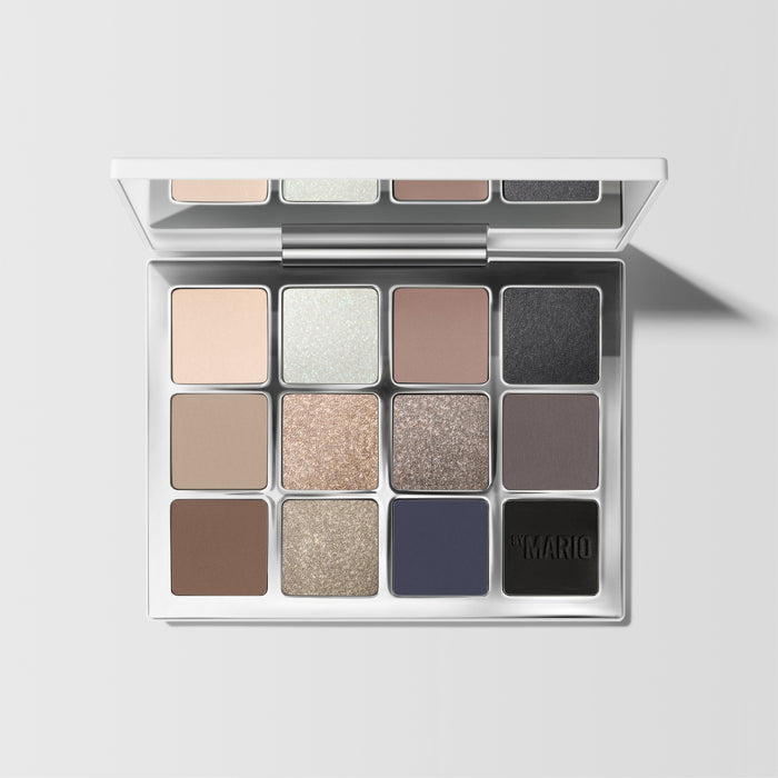 Front view of Makeup By Mario's limited edition Ethereal Eyes Eyeshadow Palette in Moonlight. This palette features 12 universal neutral shades.