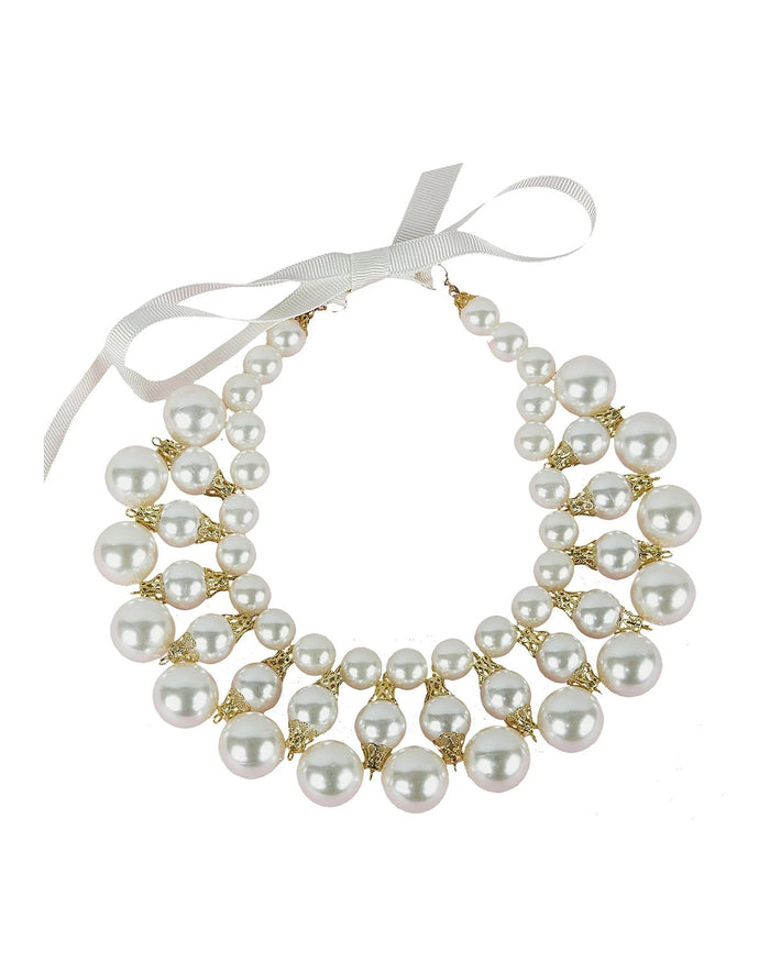 pearl layered dog necklace luxury pearl dog necklace gold accent statement pet accessory
