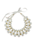 pearl layered dog necklace luxury pearl dog necklace gold accent statement pet accessory