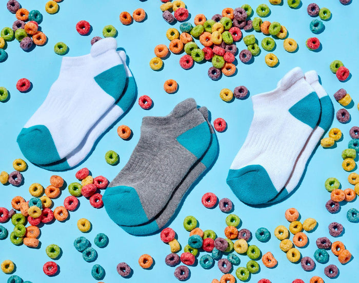 Ten Little Ankle Socks Youth Gray White 4-pack Big kids
