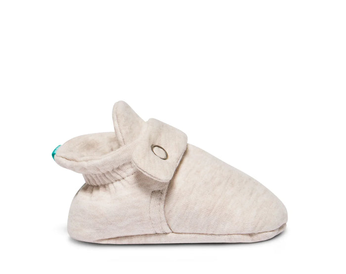 Side view of Ten Little Everyday Baby Booties - Heather Oat. Available at www.tenlittle.com