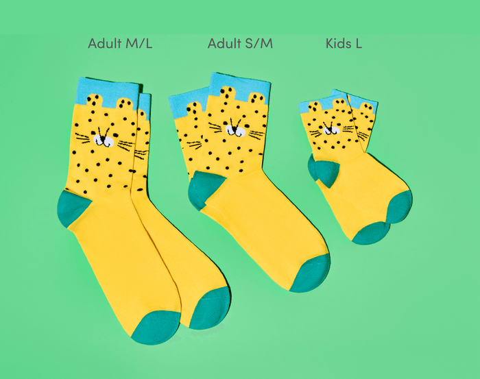 Ten Little Everyday Crew Socks 2 pack - Adult M/L, Adult S/M and Kids L -Lion -Available at www.tenlittle.com