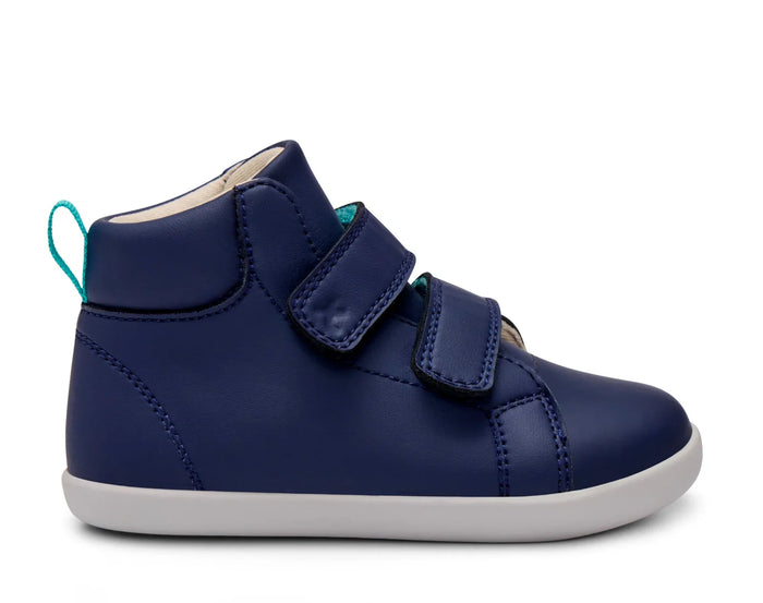 Side view of Ten Little Everyday High Tops - Navy Blue. Available at www.tenlittle.com