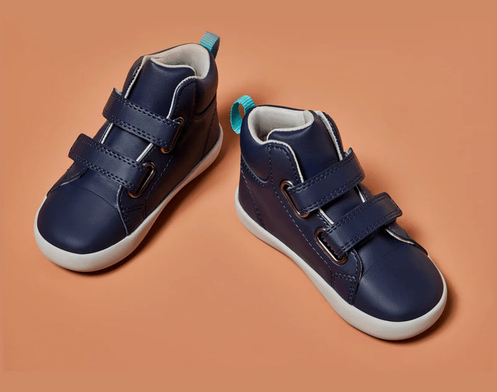 Top and side view of Ten Little Everyday High Tops - True Navy. Available at www.tenlittle.com
