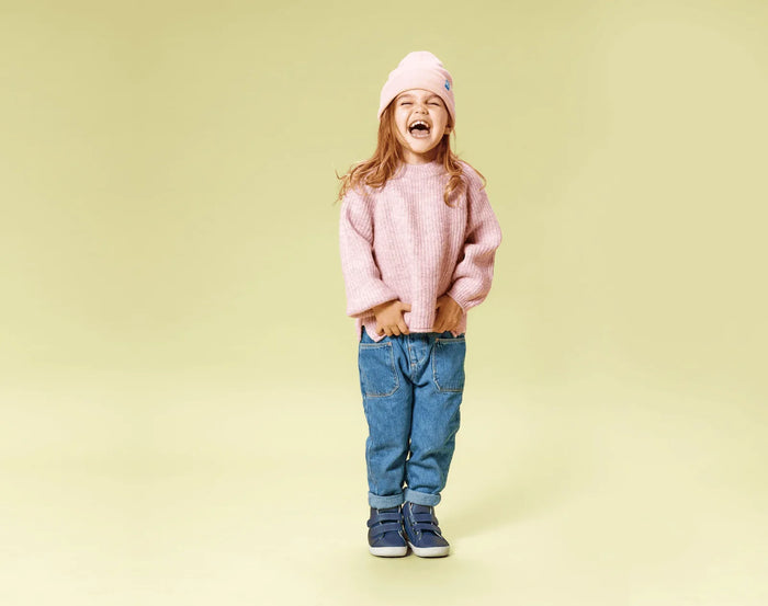 Child wearing Ten Little Everyday High Tops - True Navy. Available at www.tenlittle.com