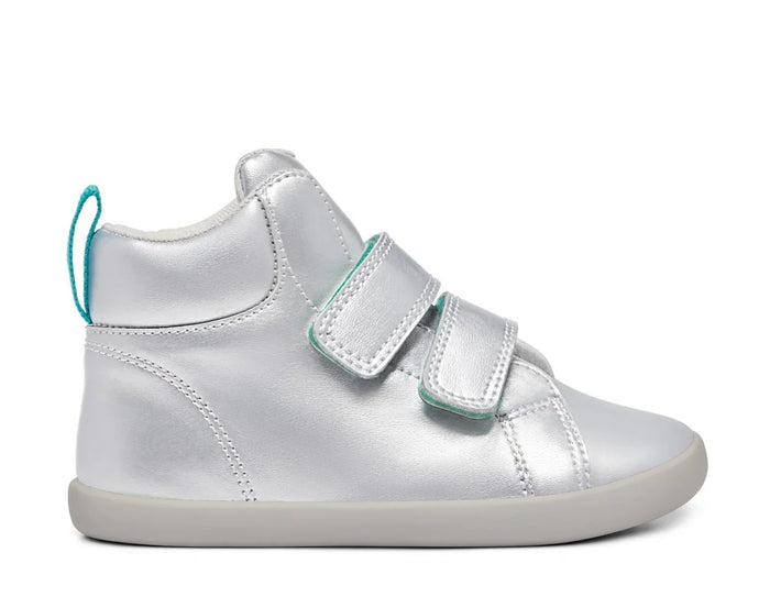 Side view of Ten Little Everyday High Tops - Moondust Silver. Available at www.tenlittle.com