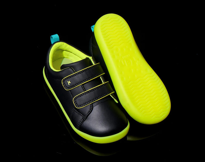 Top and bottom outsole traction view of Ten Little Everyday Original - Neon Glow - Neon Yellow. Available at www.tenlittle.com