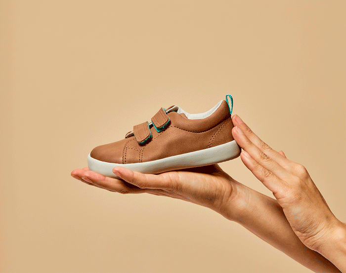GIF Flexing Ten Little Everyday Original Shoe Left Mocha Brown - Available at www.tenlittle.com