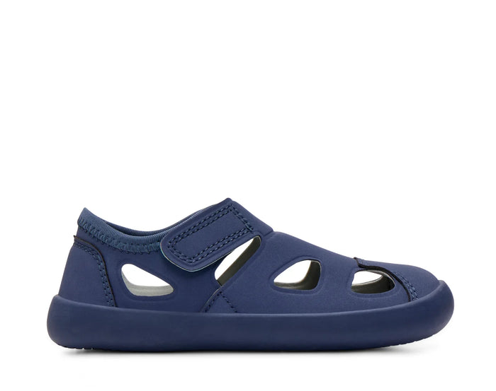 Side view of Ten Little Everyday Sandals - Slate Blue. Available at www.tenlittle.com