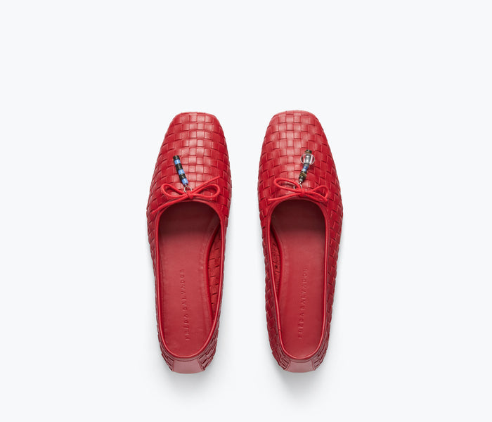 Blue beaded lace totem accessory by Don't Let Disco featuring intricate beaded detailing and a stylish lace design.