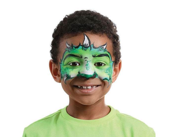 Child wearing dragon eco-kids face paint - Available at www.tenlittle.com