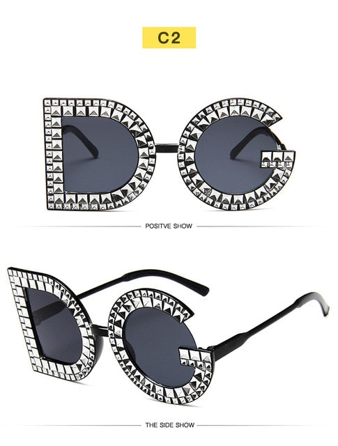 Fashion Diamond Round Sunglasses Women 2019 Luxury