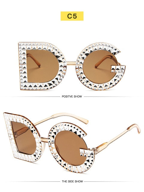 Fashion Diamond Round Sunglasses Women 2019 Luxury