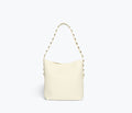 Freda Salvador Fiona small studded tote bag with gold studded strap, stylish and compact bag for everyday use.