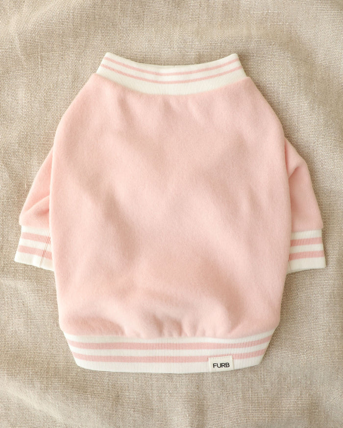 Pink Striped Embroidered dog sweatshirt – Fleur University Pink Sweatshirt