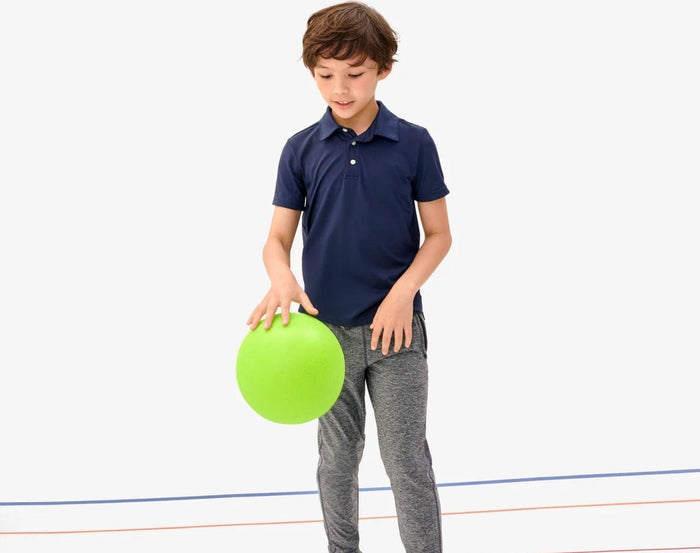 Boy wearing Primary - FlexKnit Jogger - Charcoal - Available at www.tenlittle.com