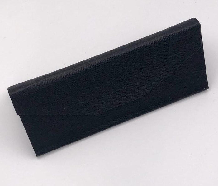 The Lucyd Fold Flat Case, a black rectangular leatherette glasses case with a textured surface, is shown on a plain white background.