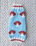 Forest Floof Mushroom Knit Dog Sweater, soft and cozy for small-medium dogs like Pomeranians, Cocker Spaniels, and Boston Terriers.