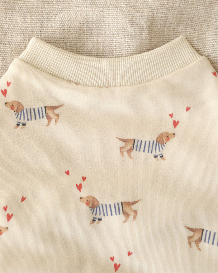 Frankie Dachshund Print Dog Sweatshirt – stylish dog sweatshirt in heart print