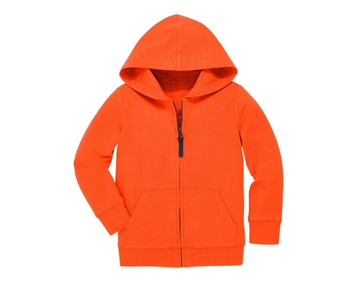 Primary French Terry Zip Hoodie - Orange. Available at www.tenlittle.com