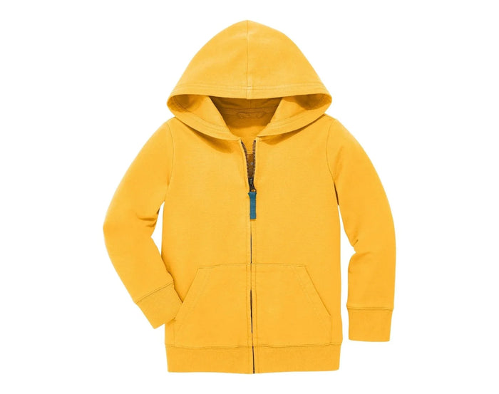 Primary French Terry Zip Hoodie - Sunflower. Available at www.tenlittle.com