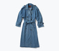 FREDA SALVADOR FS x DEREK LAM 10 CROSBY studded denim trench coat with metallic details and classic silhouette.
