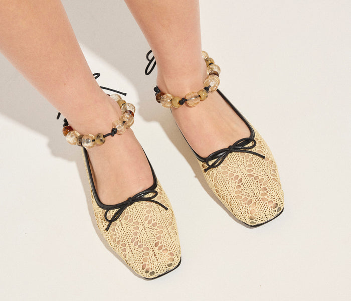 Fredaa Salvador FS X Lorna Murray Jada square toe ballet flat showing black leather upper and sleek flat design.