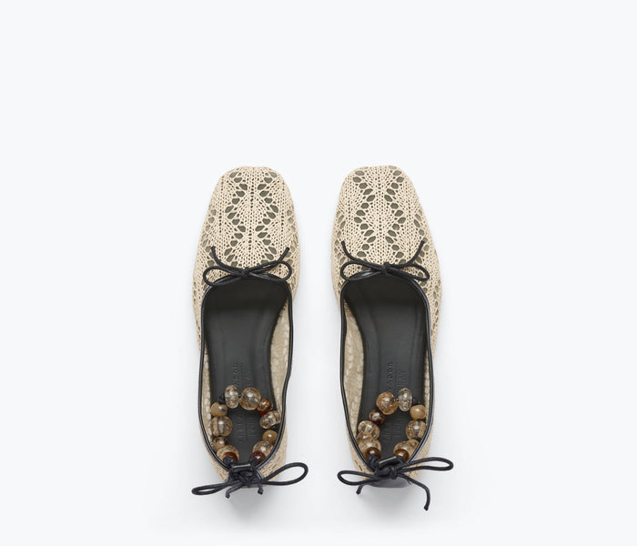 Fredas Salvador Jada square toe ballet flat with beaded detailing on the top, showcasing elegant and stylish footwear design.