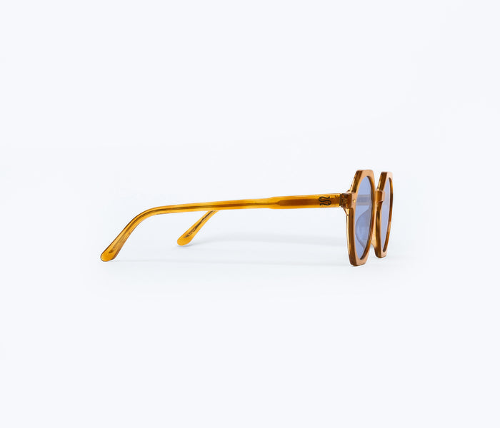 Freda Salvador FS X Sardine Millie sunglasses in blue, side view showing stylish frame and tinted lenses.