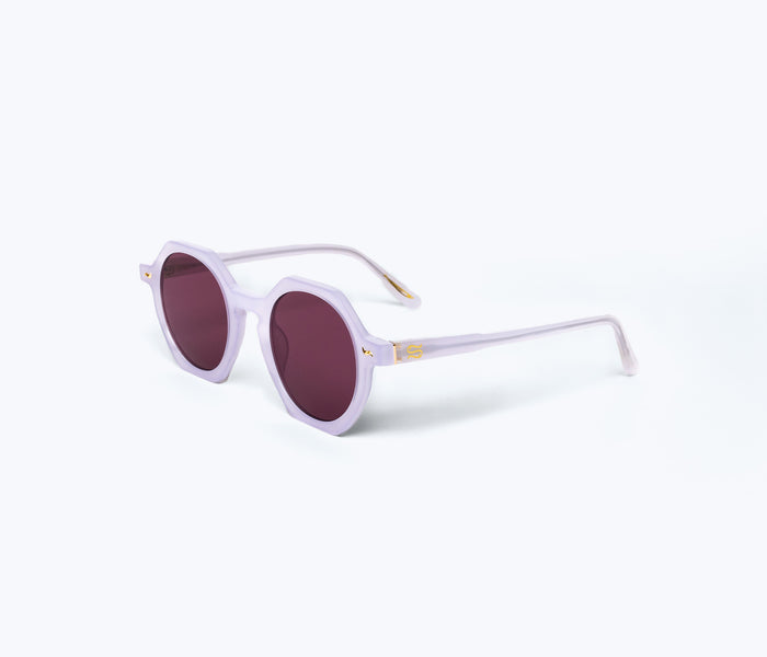 Freda Salvador FS X Sardine Millie sunglasses with orchid-colored frames, showing the left side view, stylish accessories for sun protection