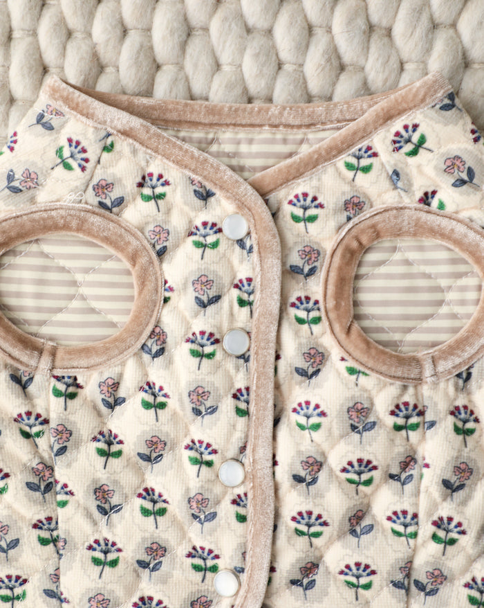 Cute floral patterned dog vest designed for transitional seasons, lightweight fit for Pugs, Frenchies, Corgis, Cavaliers, and small to medium dogs