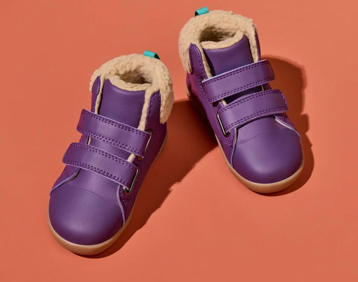 Top view of Ten Little Furry High Tops - Power Purple. Available at www.tenlittle.com
