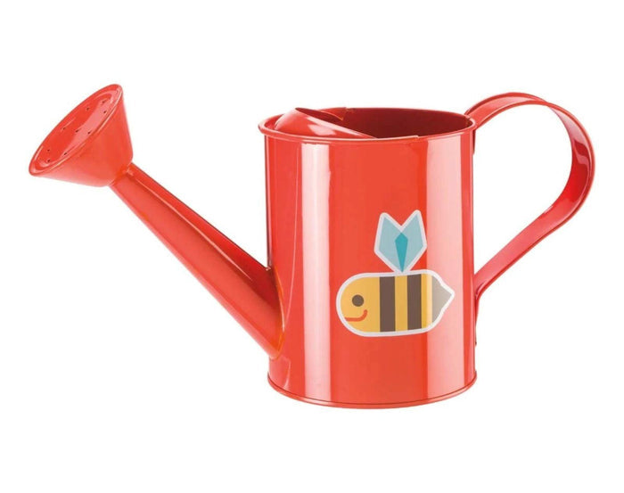 Beetle and Bee Garden Watering Can - Red with bumble bee image. Available from www.tenlittle.com