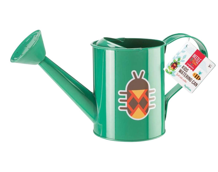 Beetle and Bee Garden Watering Can - Green with ladybug image and tag. Available from www.tenlittle.com